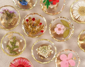 Tirador redondo de resina con forma de flor para cajón, tirador de armario con mini flor prensada azul púrpura, tirador de latón con forma de nomeolvides, tirador decorativo de armario con forma de flor