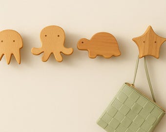 Wooden Animal Wall Hooks Handmade rabbit Coat Hangers Racks Hooks Decorative Wall Hooks Gift Hook Hardware