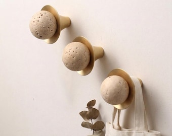 Natural marble  wall hook Hooks, travertine mushroom Hook, Viola Hats hanger, Rosso mushroom Verde Hanger Organize for Scarfs, Bags, Clothes