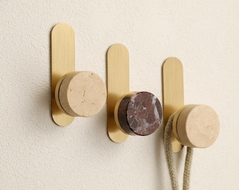 Nature rosso marble adhesive wall Hooks, travertine Hook, Viola Hats hanger, natural stone Hanger Organize for Scarfs, Bags, Clothes