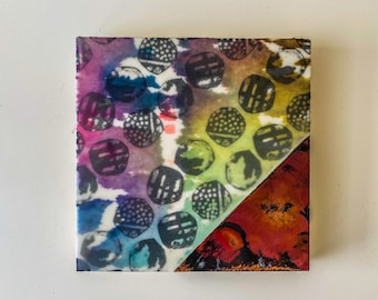 Forward & Upright - an original encaustic mixed media painting with flame colored copper