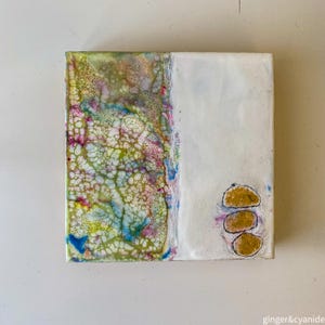 Em Defesa do Sonho - uma pintura original abstrata encáustica com técnica mista e queima de goma laca