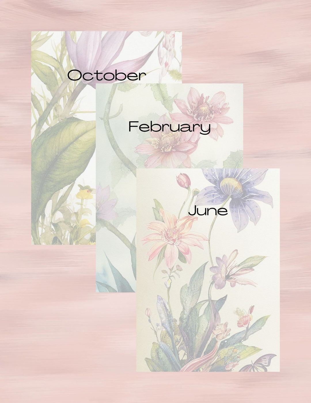 Monthly Planner Dividers A4 Printable Wildflowers, PDF Download, JPEG ...