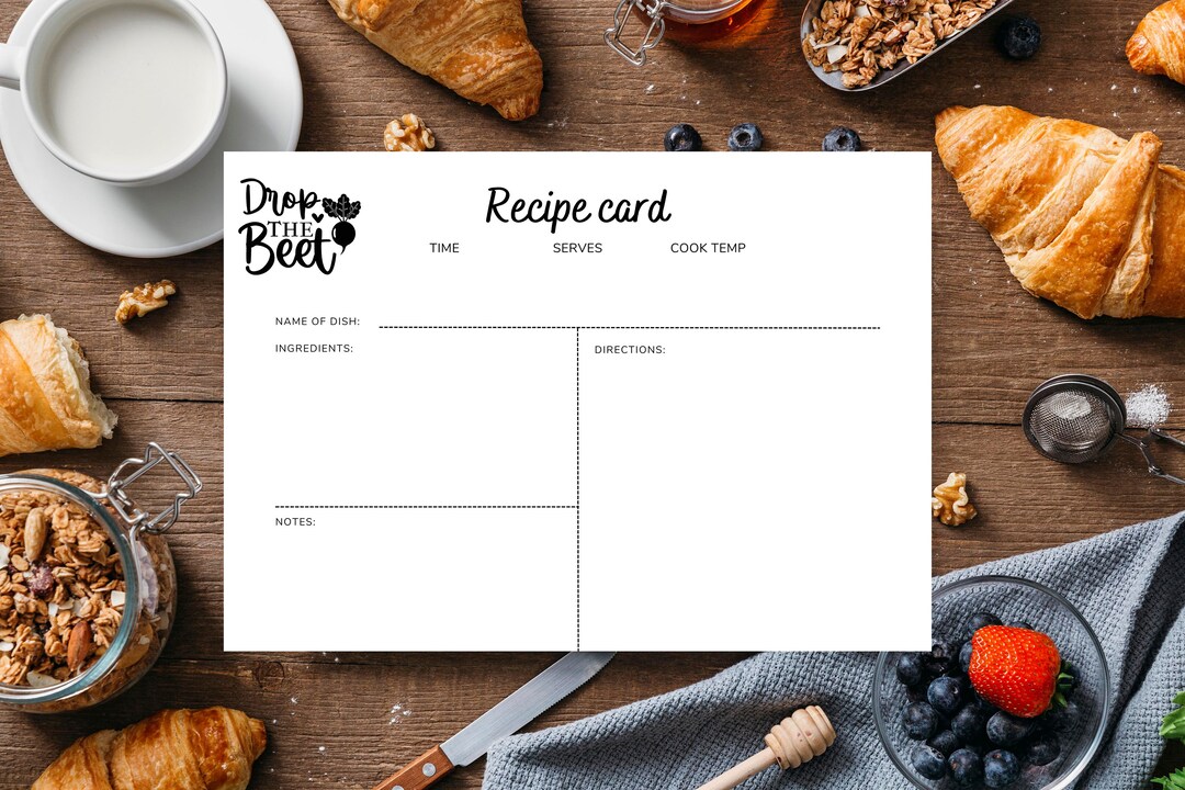Recipe Cards Printable, Printable Recipe Card, DIY Recipe Cards ...