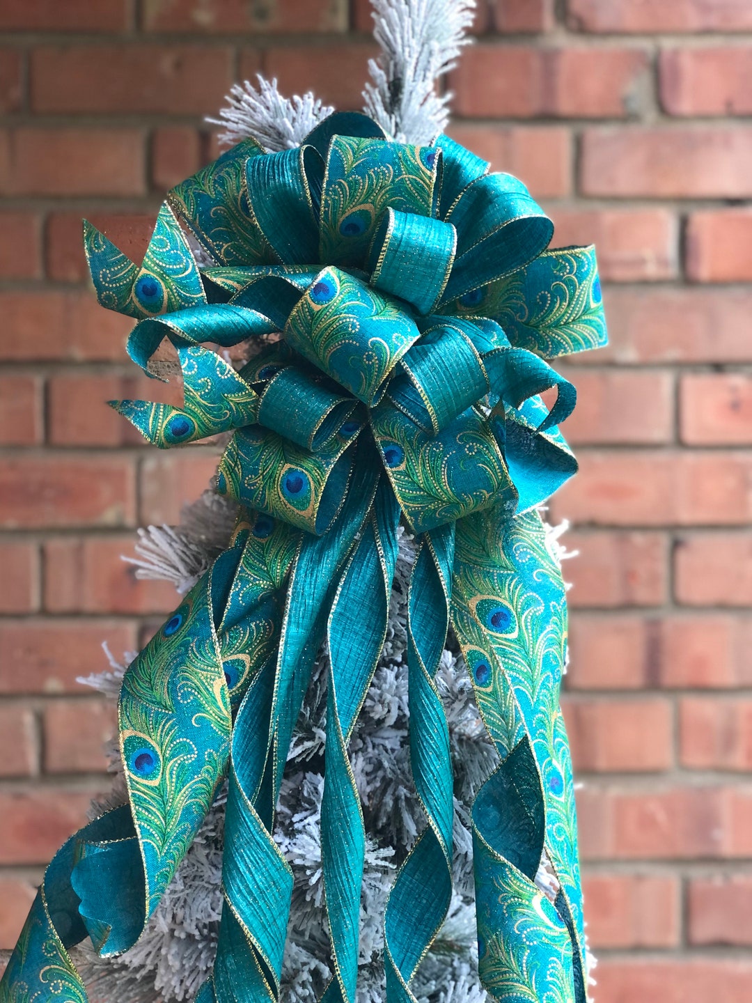 Shimmering Peacock Bow Topper for Christmas Tree Lantern Etsy