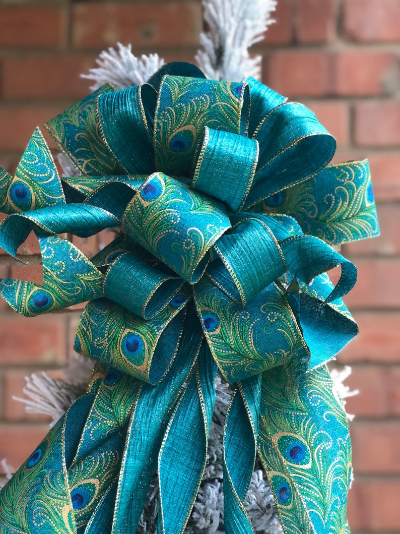Shimmering Peacock Bow Topper for Christmas Tree Lantern Etsy