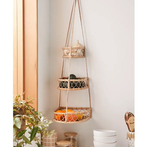 SALE 3 Tier Hanging Basket Hanging Woven Baskets Set of 3 Etsy