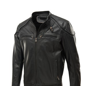 Veste Nappa Man Slim Style Veste Moto Cuir Véritable Fabriqué en Italie Artisan Nouveau avec Étiquettes