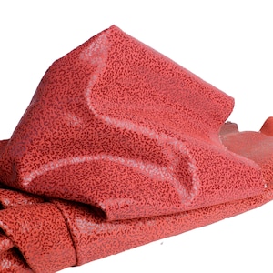 Genuine Italian Suede Leather with Glossy Printing. Thickness 0.4/.45 mm. Soft Goatskin Suede, Red color