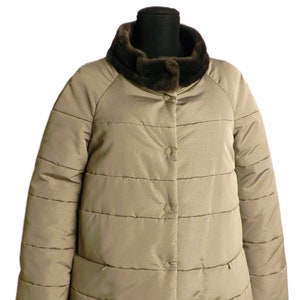 Women's Padded Jacket in Polyester Fabric. Quilted Jacket in Printed Polyester with Real Fur Collar. New With Tags, Made in Italy image 4