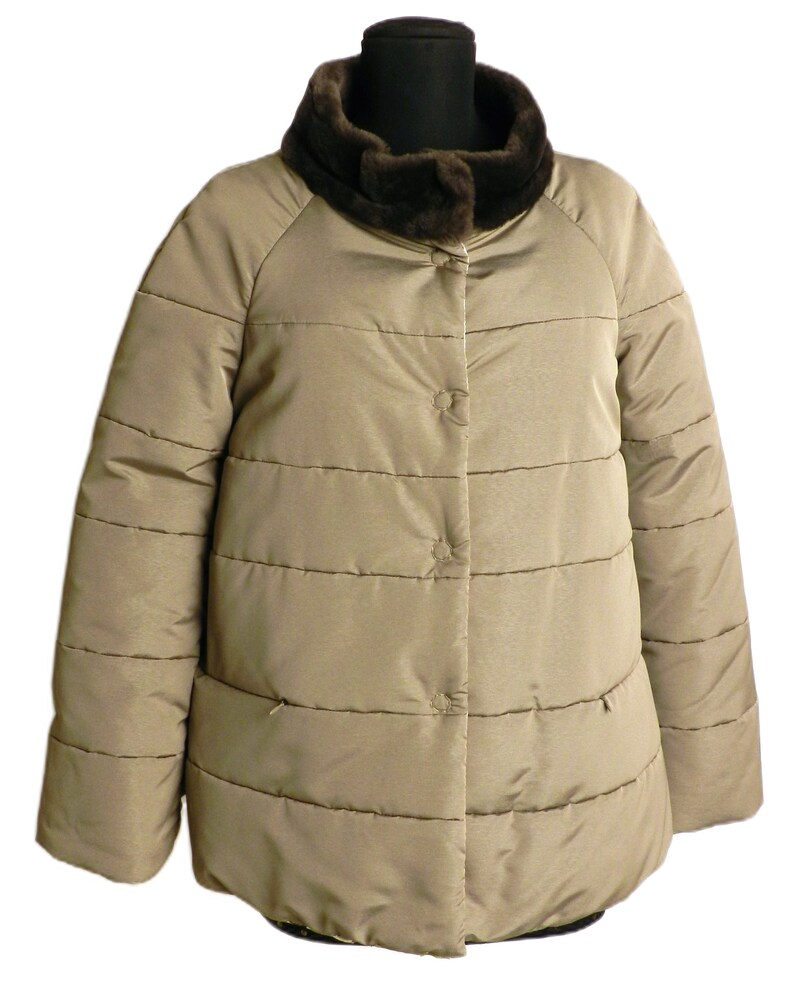 Women's Padded Jacket in Polyester Fabric. Quilted Jacket in Printed Polyester with Real Fur Collar. New With Tags, Made in Italy image 4