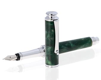 Silver Green Handmade Fountain Pen/Rollerball