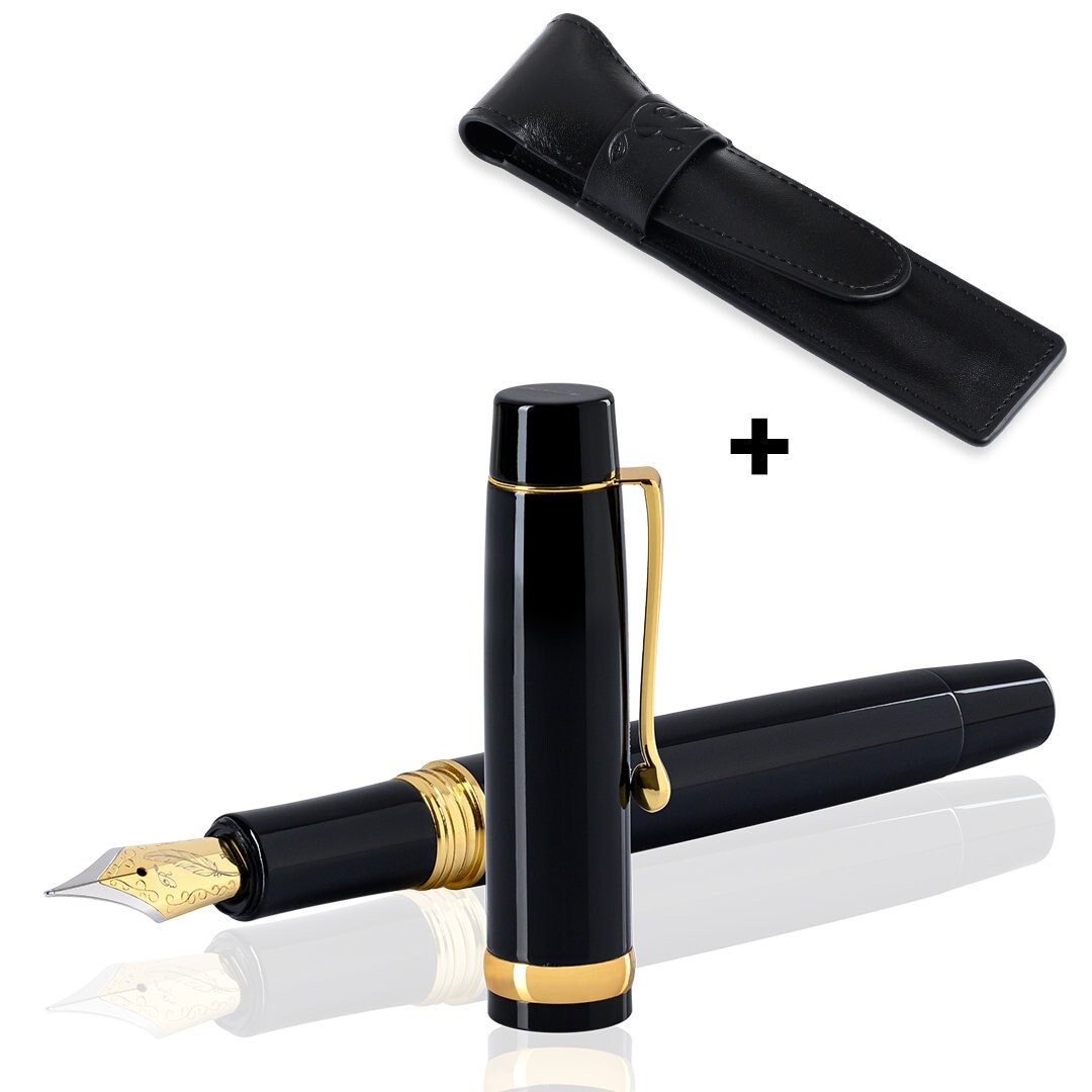 Fountain Pen My Signature Roxi for Men + Leather Pouch, Name Engraving, Personlized Pen, , Gift for men, women, children, young people