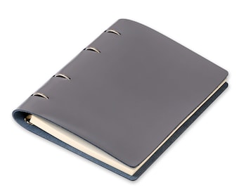 Roxi Agenda Genuine Leather, Name Embossing A5, Grey, Reffillable, 200 pages, 80g premium ivory paper, 50 predefined tab, planner, calendar