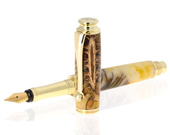 Gelber handgemachter Pinecone Füllfederhalter/Rollerball