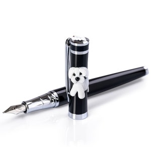 Caneta-tinteiro Bichon Roxi feita à mão, gravação de nome, caneta personalizada, caneta feita à mão, caneta rollerball, presente para mulheres, crianças, jovens