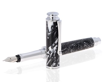 Black and White Marble Handmade Fountain Pen/Rollerball