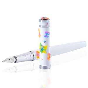 Füllfederhalter Schmetterling Roxi Handmade, Gravur Name, Personalisierter Stift, Handgemacht, Rollerball Pen, Geschenk für Schule, Frauen, glatte Feder