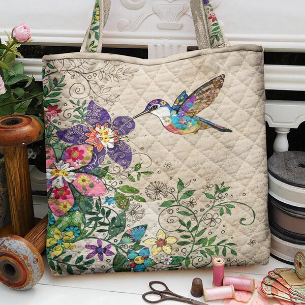 Sky Hummingbird WN2209074CL Quilted Tote Bag main image 0
