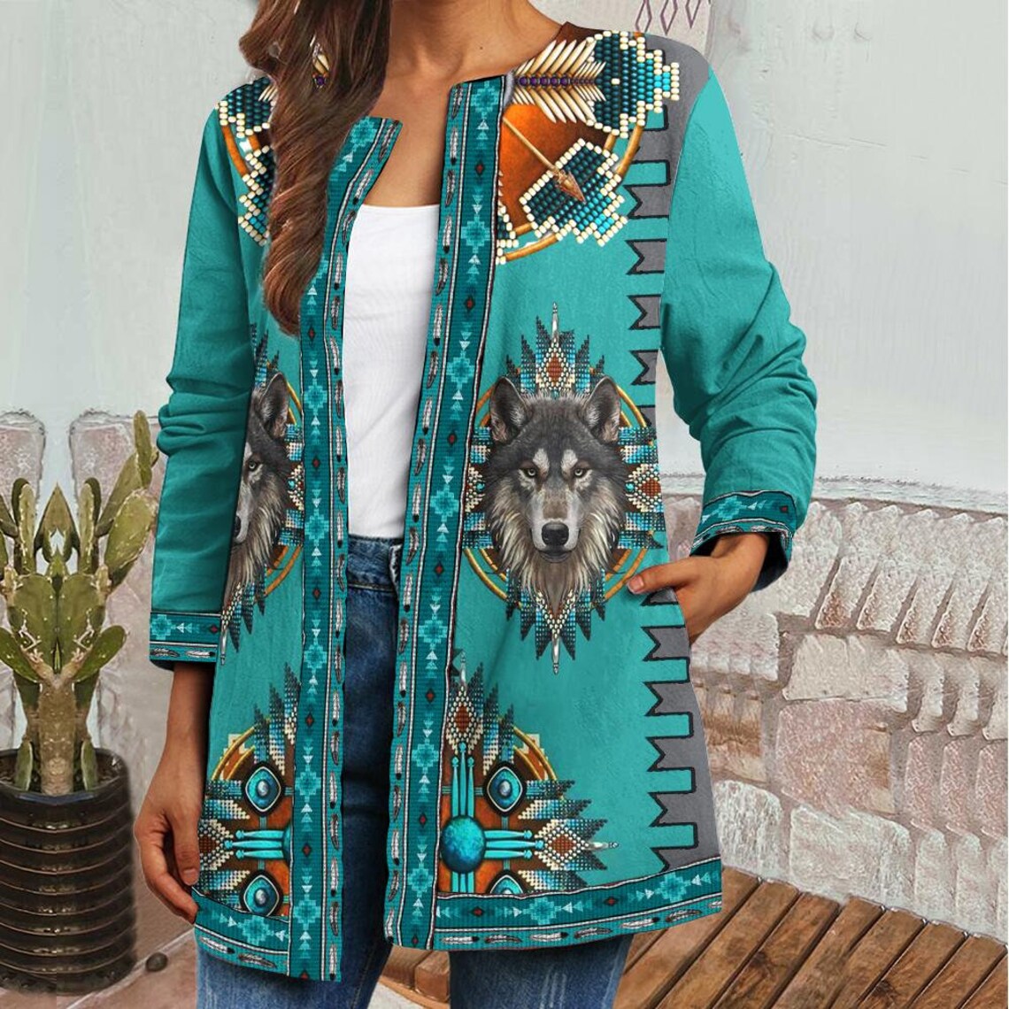 native-american-wolf-plus-size-jacket-long-sleeves-jacket-etsy