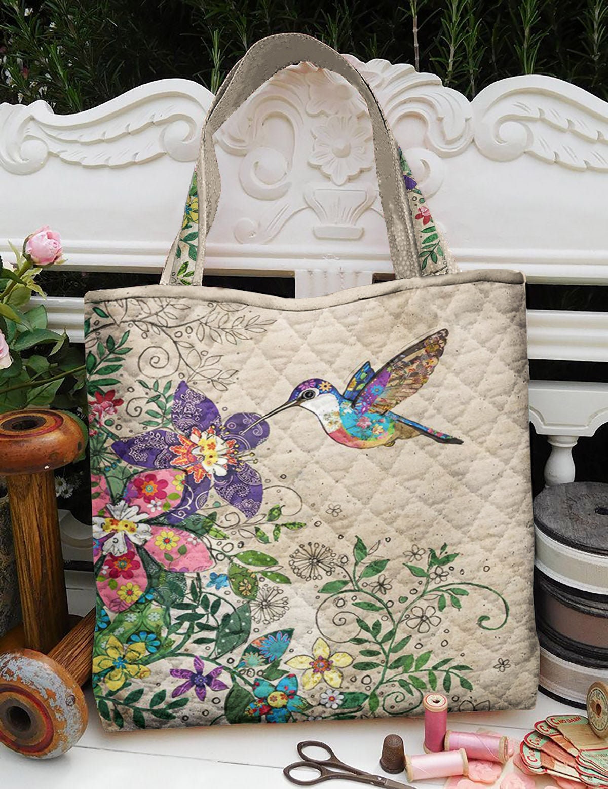 Hummingbird Bloom Scratch & Stain Resistant Top-Handle Bag [KP6669