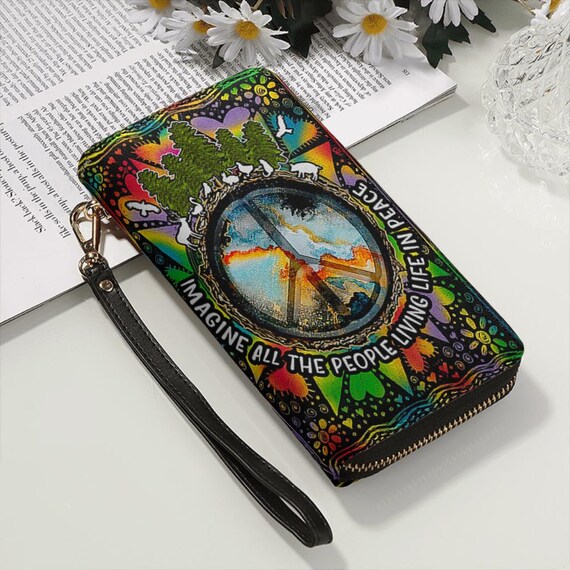 Wildlife Peace Leather Wallet Long Wallet Leather Wallet - Etsy