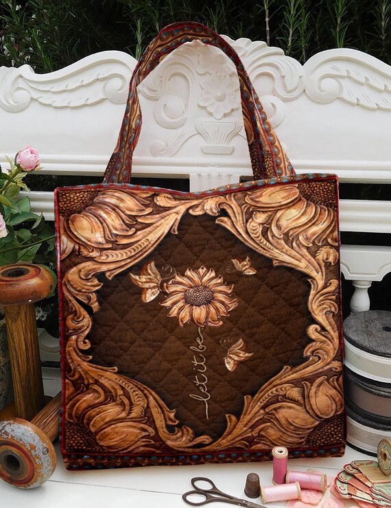 Let It Be Butterfly Carving Quilted Tote Bag Patchwork Tote - Etsy