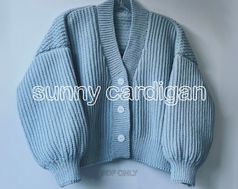 Sunny Cardigan Crochet Pattern (PDF Pattern NOT a physical product) English Language Only, easy crochet pattern for cardigan with buttons