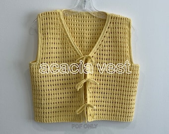 Acacia Vest Crochet Pattern (PDF Pattern NOT a physical product) English Language Only, easy pattern for vest, crochet top, beach cover up
