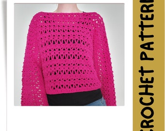 Crochet Top Pattern | Crochet Pattern | Crochet Top | Crochet Shirt | Crochet Shirt Pattern | Crochet Sweater Pattern | Jessy Pullover