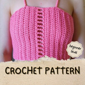 Crochet Crop Top Pattern PDF Easy Crochet Neckholder Top Pattern Lace Up Sommer Top – Beginner Beachwear Festival Crochet Top DIY