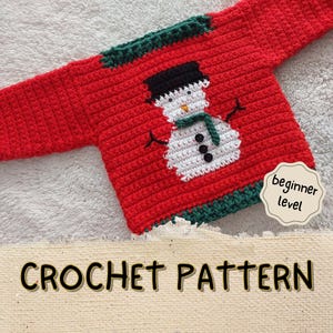 Crochet Snowman Sweater Pattern: Beginner Kids Christmas Jumper (PDF Pattern)