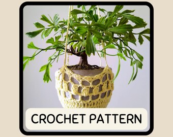 Crochet Plant Hanger Pattern Beginner Friendly DIY Holder Indoor Outdoor Decor Macrame Style Hanging Pot Display Simple Tutorial PDF