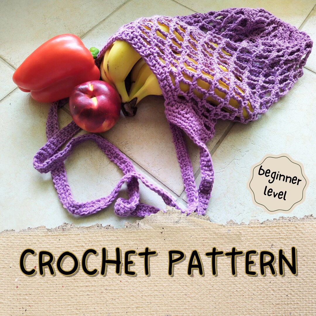Beginner Crochet Market Bag Pattern Reusable Cotton Tote Crochet PDF ...