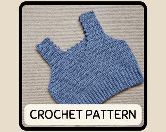 Beginner Crochet Crop Top Pattern Made to Measure Custom Fit Easy Bralette Style Layering Summer Tank DIY Garment Tutorial PDF Crochet Vest
