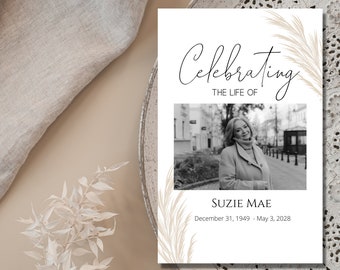 Editable Funeral Program Template, Memorial Program, In Loving Memory, Obituary Template