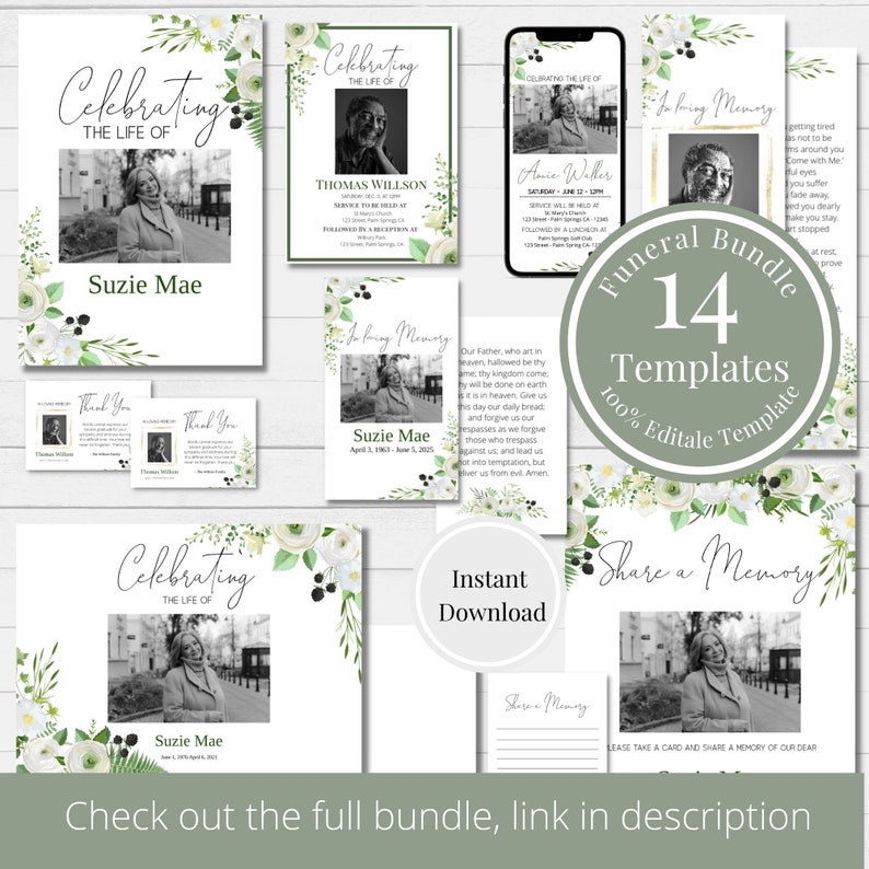 Editable Funeral Guest Book Template Celebration of Life Etsy