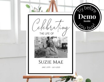 Editable Funeral Welcome Sign, Funeral Welcome Poster, Large Funeral Sign, Funeral Decor, In Loving Memory