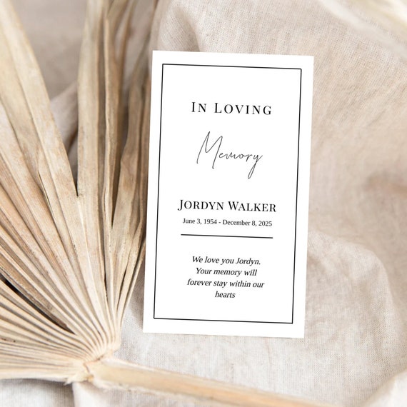 Editable Funeral Favor Tag Template Funeral Keepsake Funeral Etsy