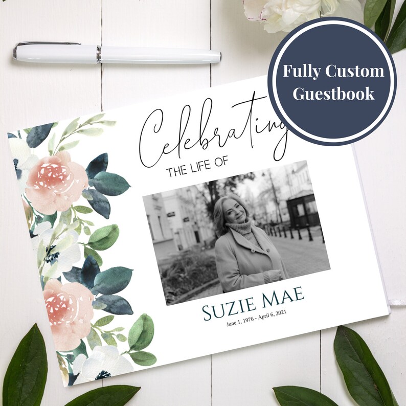 Editable Funeral Guest Book Template Funeral Favors Etsy