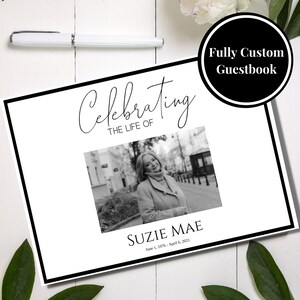 Editable Funeral Guest Book Template, Funeral Favors, Celebration of Life, Funeral Keepsake