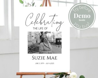 Editable Funeral Welcome Sign, Funeral Welcome Poster, Large Funeral Sign, Funeral Decor, In Loving Memory