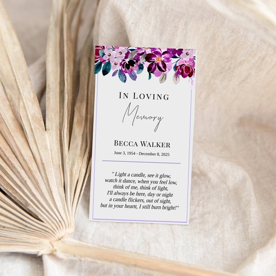 Editable Funeral Favor Tag Template Funeral Keepsake Funeral Etsy