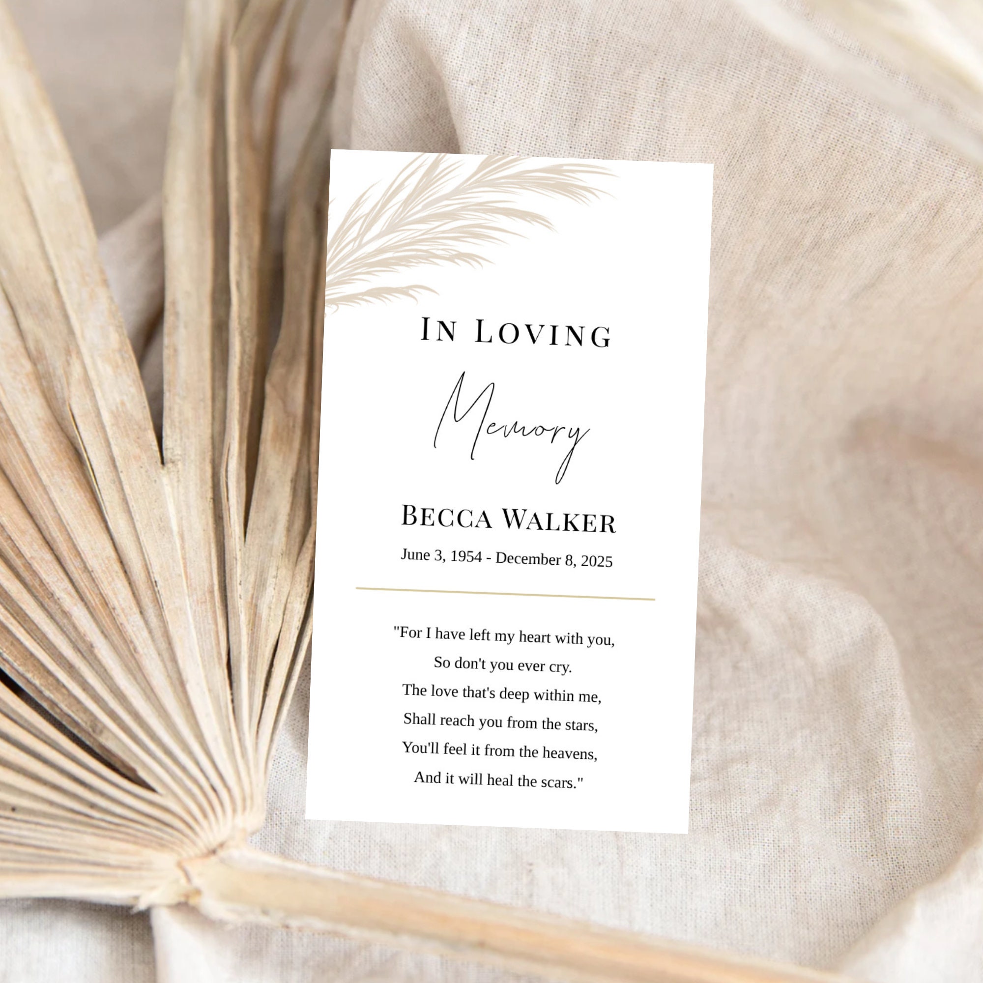 Editable Funeral Favor Tag Template, Funeral Keepsake, Funeral Favors ...