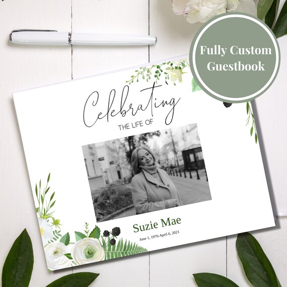 Editable Funeral Guest Book Template Celebration of Life - Etsy