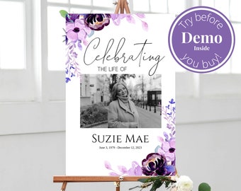 Editable Funeral Welcome Sign, Funeral Welcome Poster, Large Funeral Sign, Funeral Decor, In Loving Memory