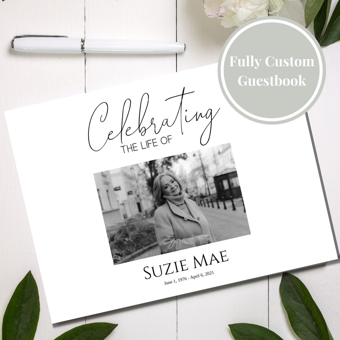 Editable Funeral Guest Book Template Funeral Favors Etsy