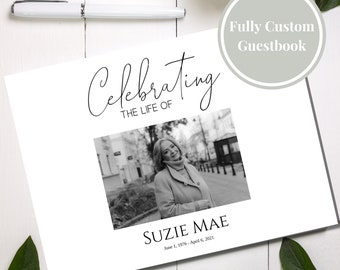 Editable Funeral Guest Book Template, Funeral Favors, Celebration of Life, Funeral Keepsake