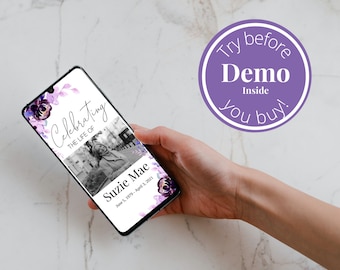 Mobile Funeral Program Template, Program Template for Smartphones , Obituary Template, Funeral Favors