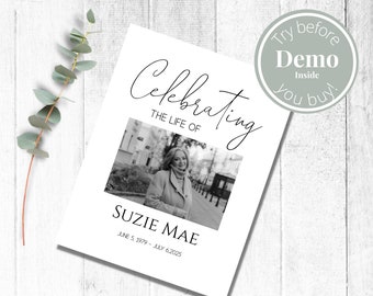 Editable Funeral Program Template, Memorial Program, In Loving Memory, Obituary Template